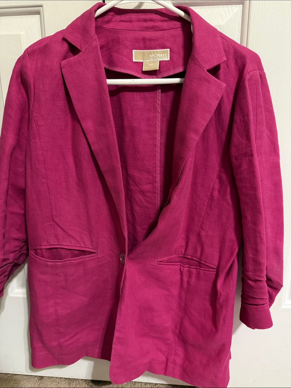 Michael Kors Women's Fuchsia Linen-Blend Single-Button Blazer size 8P